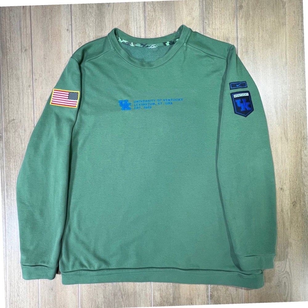 Nike UK‎ Kentucky Wildcats Sz XL Military Crew Sweatshirt Green Salute on field